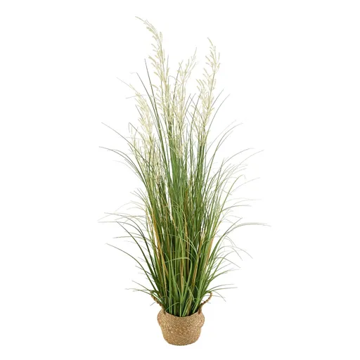 Artificial Grass Plant, 1194mm Reed Flower Grass in Pot, Premium PVC Faux Fake Greenery Shrubs Plant for Indoor Outdoor House Home Garden Office Room Décor, Housewarming, 1 Pack Green