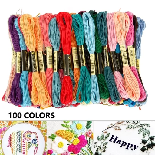 100 Colors Cotton Cross Floss Stitch Thread Embroidery Sewing Skeins Home Decor