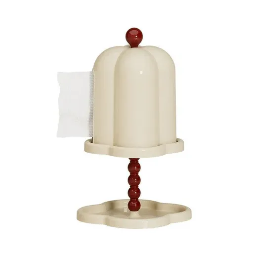 Double Shelf Paper Towel Box Dustproof Lid Vintage Tissue Holder for Kitchen - White
