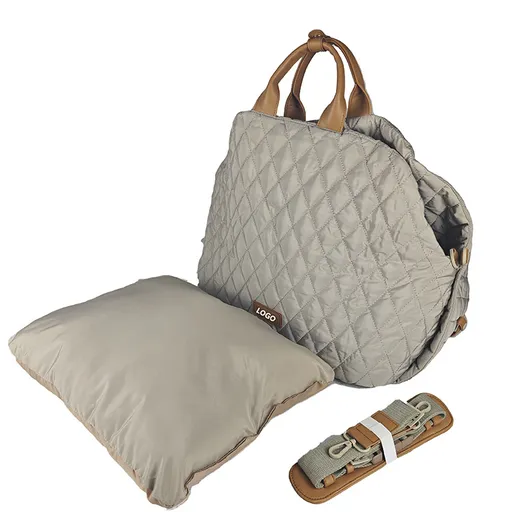 Luxury Quilted 2-in-1 Pet Travel Carrier & Car Booster Seat for Small Dogs(beige)