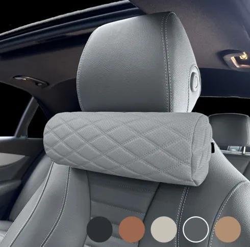 Car Neck Pillow Memory Foam Leather Black Warm gray
