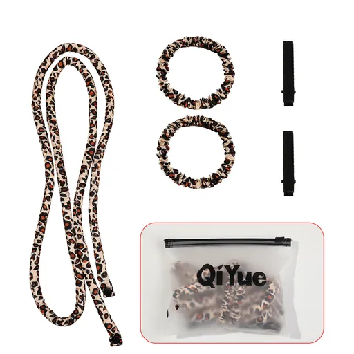 2-PCS Coffee color leopard print Heatless Hair Curler Set Extra Long Overnight Soft Ribbon for Natural Big Waves Damage-Free Professional Home Styling Solution for Local Women
