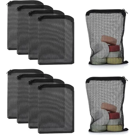10 Pcs Bags Filtrants for Aquarium with Fermeture Eclair in Maille Fine a Haut Debit Black, Biospheres Bags Reutilisables for Charcoal Actif