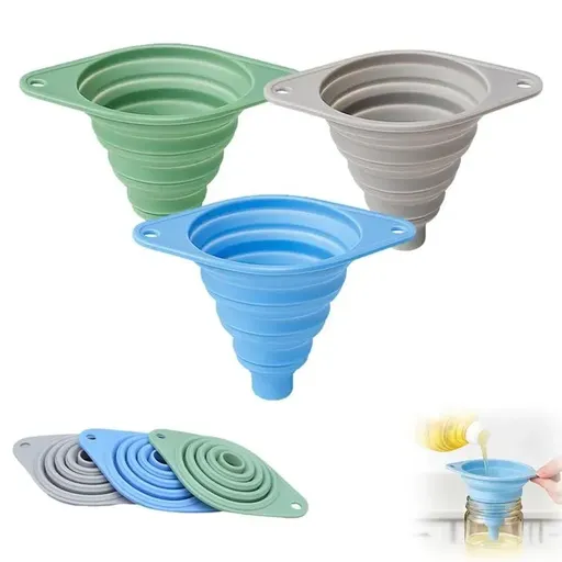 3 Pack Collapsible Silicone Kitchen Funnels