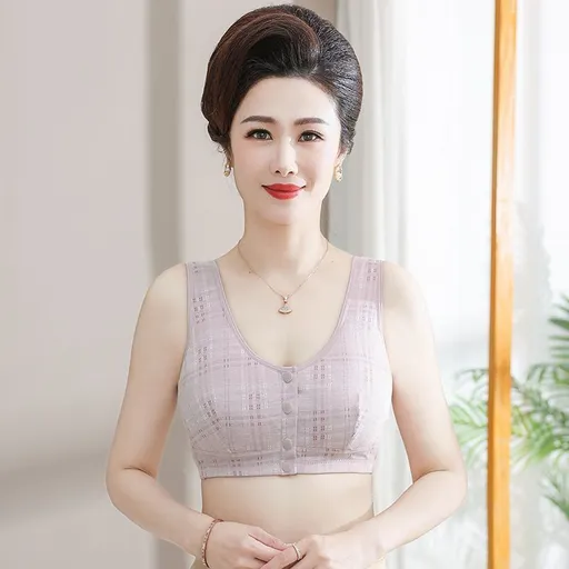 Women Cotton Front Closure Bra Gather Support Pink 44/100 [75.50 kg-82.50 kg]