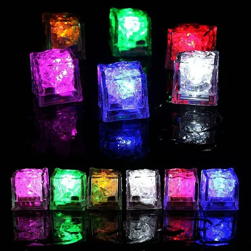 12 pcs Waterproof Led Ice CubeMulti Color Flashing Glow in The Dark LED Light Up Ice Cube for Bar Club Drinking
