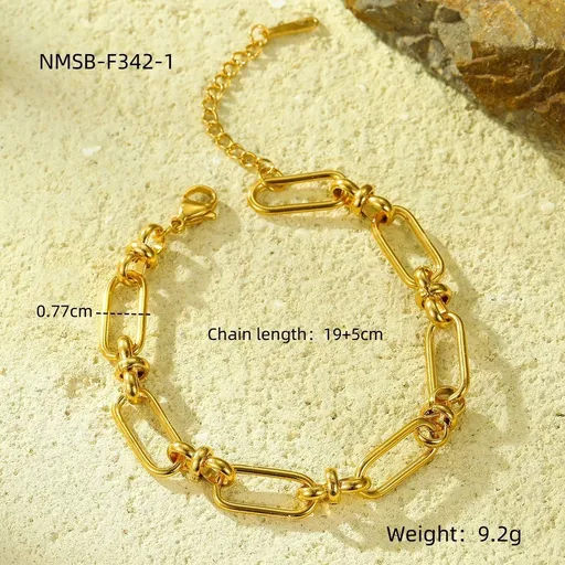 03 Paperclip Chunky Chain Gold | Titanium Steel Bracelet | Christmas Hip-Hop Style Gift | Gold Plated Stainless Steel Bold Link Stackable Bracelet