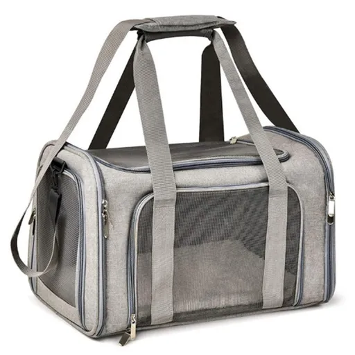 Foldable Travel Pet Carrier Bag Portable Cat Dog Kennel Bag Grey - XL