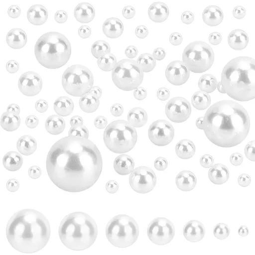1050 Pcs Fake Pearl Beads,Assorted Sizes Fake Pearls,Loose Pearls with Holes for Jewelry Making,Polished Pearls for DIY Bracelet Beading and Sewing Crafts (White)