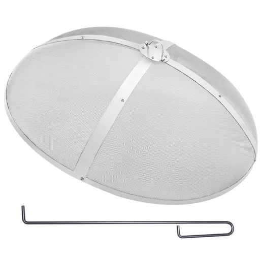 Fire Pit Spark Screen Round 30", Reinforced Heavy Duty Steel Metal Cover, Outdoor Firepit Lid, Easy-Opening Top Screen Covers Round with Ring Handle for Outdoor Patio Fire Pits Backyard