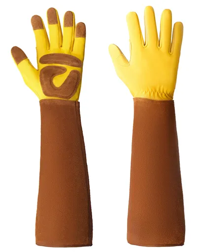 Gardening Gloves, Long Garden Gloves for Women and Men, Thorn Proof Gardening Gloves, Leather Work Gloves for Outdoor