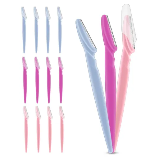 12 Pieces Eyebrow Razor for Women Face Razors Dermaplaning Tool Trimmer Facial with Safety Cover Multipurpose Hair Removal Shaver Precision Men Professional Dermaplane