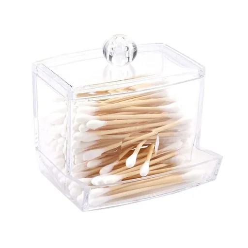 Dispenser Big Clear Bathroom Organizer Accessories Decor for Storage-Cotton Ball Holder Apothecary Jars, Cotton Swabs