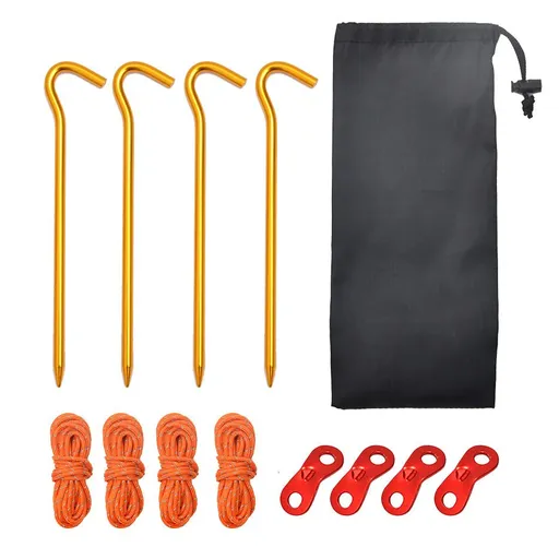 4pcs Aluminum Tent Stakes 18cm Lightweight Ground Pegs for Camping Beach Outdoor - Yellow