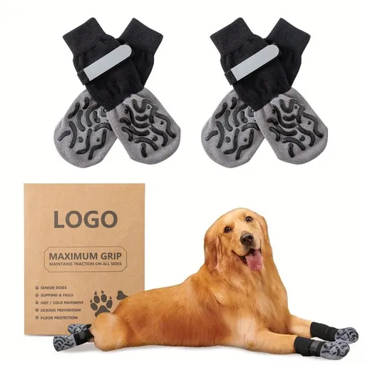 Cotton Dog Socks Striped Jacquard Pet Footwear Black caterpillar [premium storage bag] Xl super large 8.6*20cm [recommended 20-30kg] [pack of four]