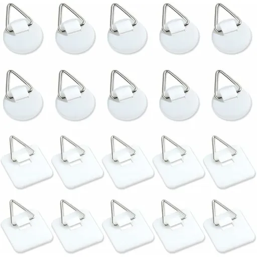 50-Pack 1\" Invisible Adhesive Hangers, Self-Adhesive Vertical Wall Plaque Hangers, Wall Plaques for Plates, Pictures, Decorative Art (White)