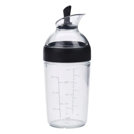 Salad Dressing Shaker Container Bottle Universal Manual Sauces Mixer Juice Mixing Bottle Resistant 8.4with Measurement Black