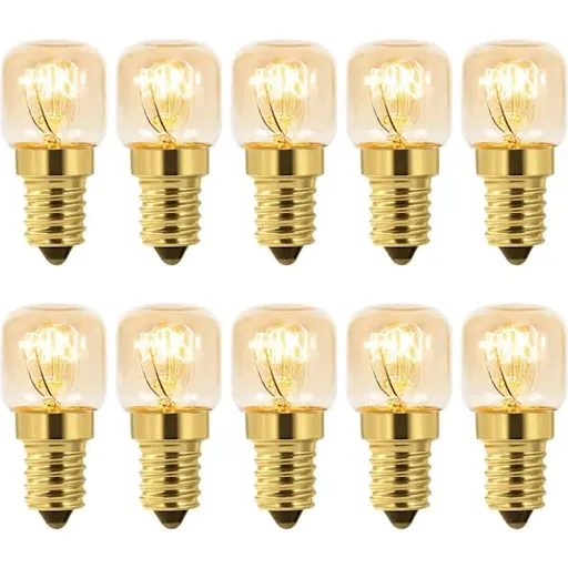 Dimmable E14 Oven Light Bulb Edison E14 T22 2700K Warm White 10-Pack for 220V Ovens 300°C Resistant 160LM