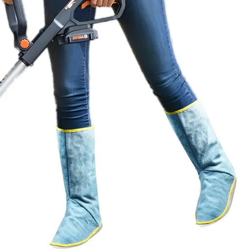 Weed Eater Leg Gaiters, Cowhide Adjustable Breathable Shin Guards for Yard Trimming, Blue