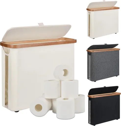 Toilet Paper Storage Basket with Lid, Holds 9-12 Rolls，Beige