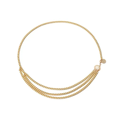 Gold Multilayer Alloy Waist Chain Metal Adjustable Pendant Belly Body Belt Link Medium Size for Women Girls