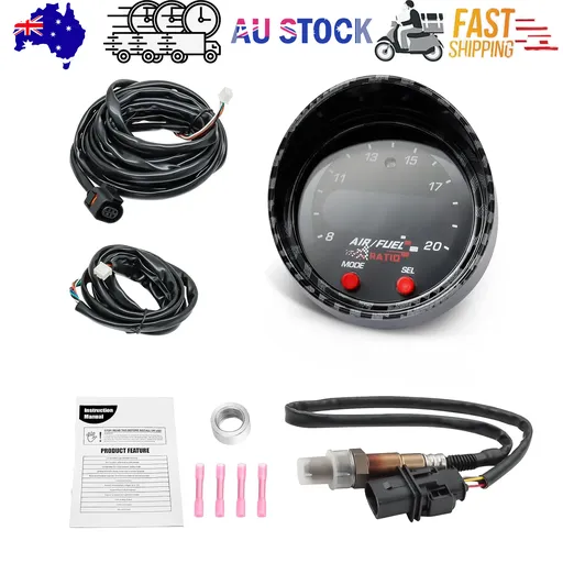 52mm AFR O2 UEGO Wideband Air Fuel Ratio Gauge Kit 30-0300 LSU 4.9 Probe Sensor