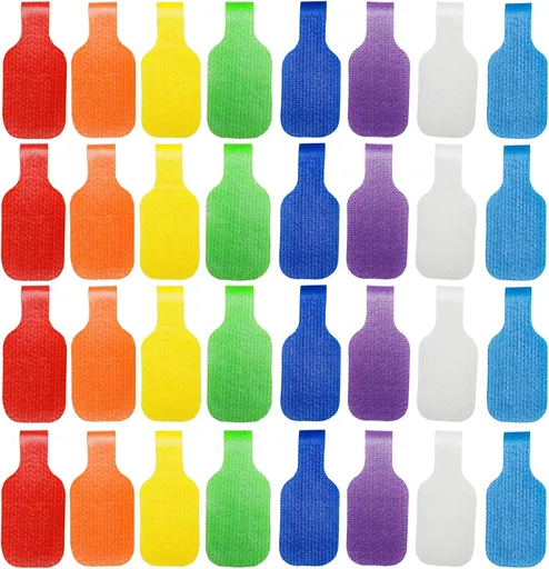 32 Pcs Cable Labels, Write On Cord Labels Tags for Electronics, Wire Markers Electrical, Reusable Large Size Plastic Label for Charging Cords Management and Identification (8 Colors)