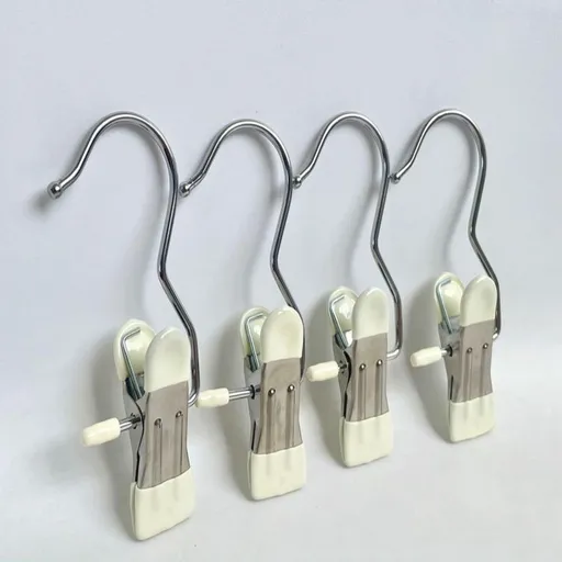 Laundry Hanging Hooks Clips, 10 Pcs Boot Hangers Heavy Duty Stainless Steel Portable Travel Drying Clothes Pins for Closet Home