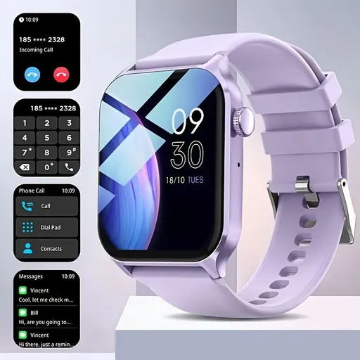 Smart Watch Wireless Call 1.83-Inch Screen Voice Control Fitness Tracker Purple