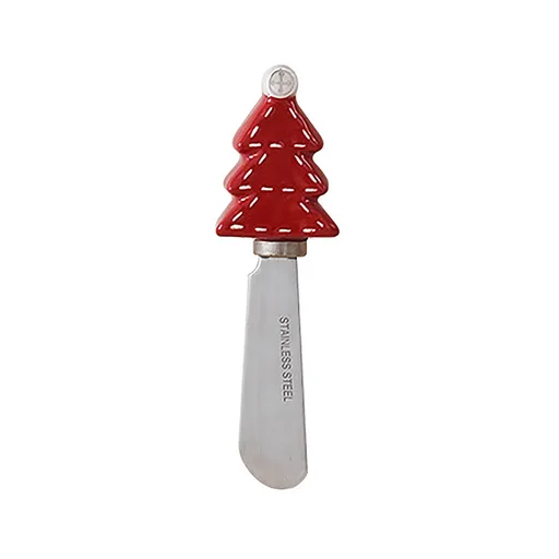 Ceramic Butter Spreader for Countertop Cute Xmas Design Kitchen Butter Tool for Wedding Holiday Farmhouse Decor Red