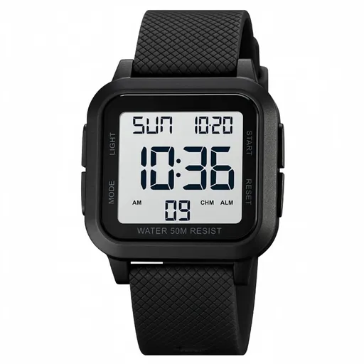 Men Analog Digital Military Sports Watch, 50M Waterproof Outdoor Wrist Watch with Backlight Stopwatch Alarm, Classic Black