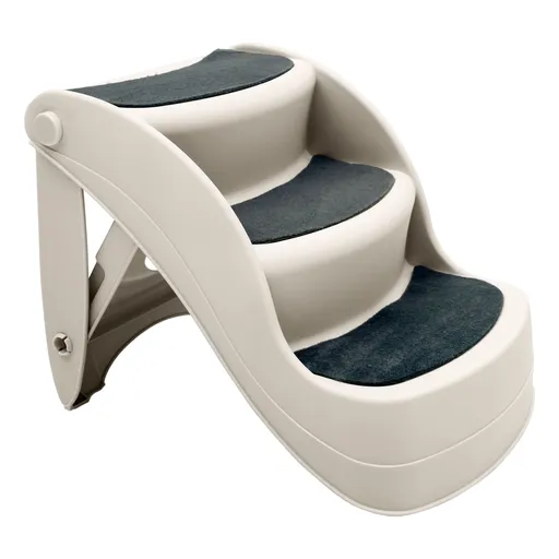 Furtastic 38cm Foldable Pet Stairs Non-Slip Dog Cat Steps Ramp for Bed Couch Car Portable Sturdy Ladder White