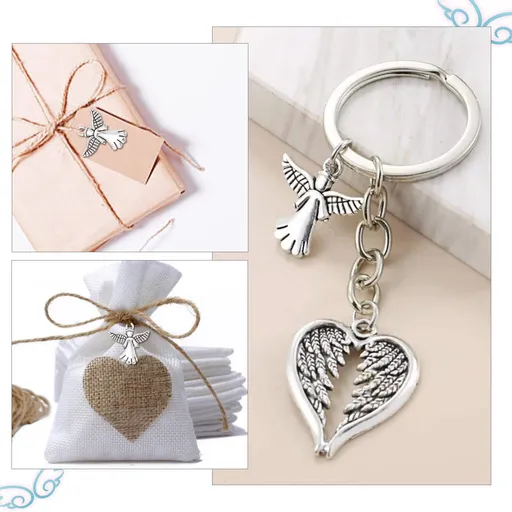 40Pcs Angel Charms Guardian Angel Charm Bulk Tibetan Style Alloy Wings Double Sided Charms for Making Charms Christmas