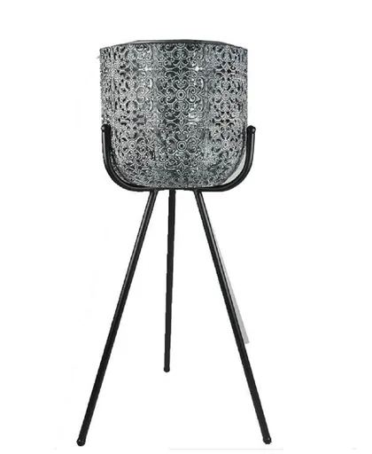 Antique Metal Pot on Stand Planter 28x52cm