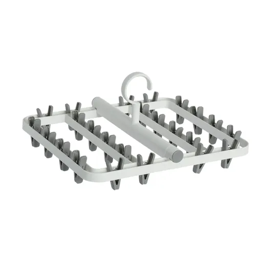 Drying Rack Foldable Matrix Hanging Point 24 Clips Household Drying Rack for Socks Underwear Panties White Grey