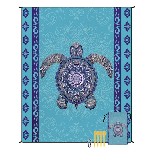 Beach Mat Quick Dry Sand Proof Waterproof Compact Lightweight Blue