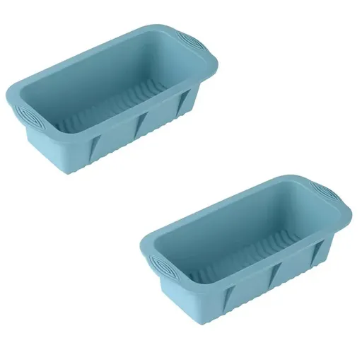 2pcs Large Capacity Ice Cube Tray Mold Rectangle Silicone Ice Grid Maker Kitchen - Blue