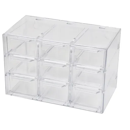 Storage Organizer Box Mini Plastic Desktop Drawers Desk Craft Cabinet For Office - 9 Grids