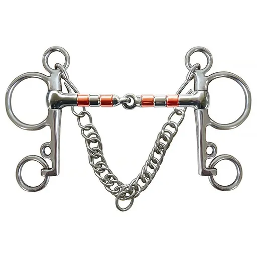 Horse Bit Snaffle Bit for Horse Training Outdoor Horse Accessories Horse Chewing Bit Equestrian Metal with Hooks, Curb Chain