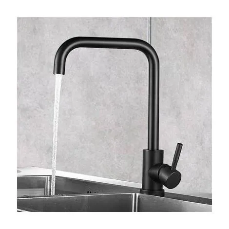 Kitchen Faucet 7-Shaped Kitchen Faucet in 304 Steel Kitchen Faucet 360 Swivel with Removable Aerator Anti-limescale, Black/Brushed Finish Options