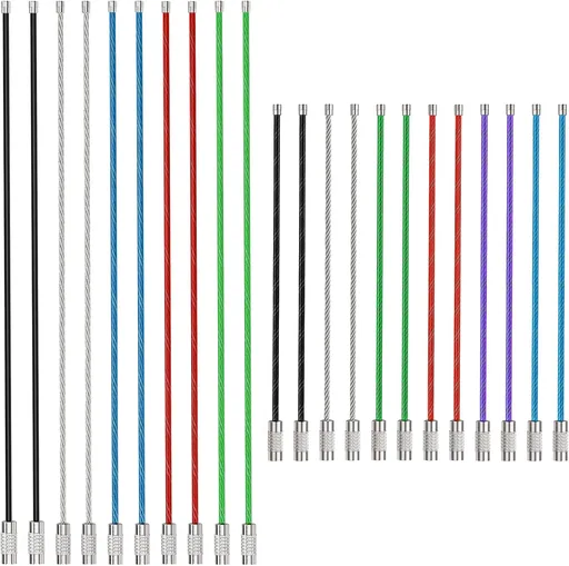 20 Pcs 4 Inch Wire Keychain Cable and 20 Pcs 6 Inch Wire Keychain Cable Large Stainless Steel Key Ring Loop Holder for Luggage Tag Keeper for Sport and Travel