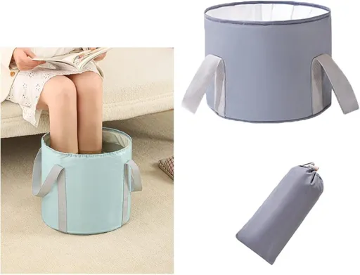 Foldable Foot Bath Tub 30x20cm, Gray, Portable for Home Travel Camping Outdoor Use, Spa and Care
