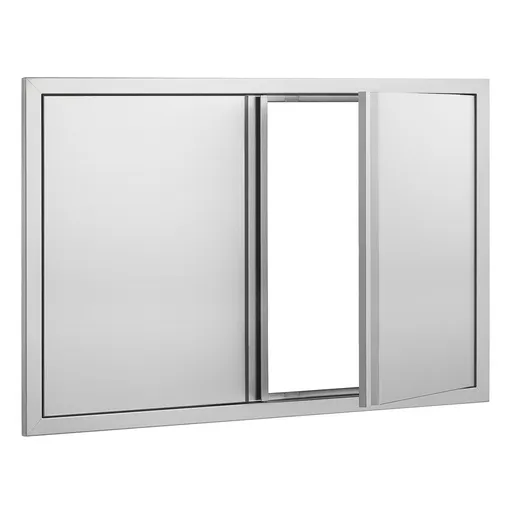 BBQ Access Door, 914x610 mm Double Outdoor Kitchen Door, Stainless Steel Flush Mount Door, Wall Vertical Door with Recessed Handles , for BBQ Island, Grilling Station, Outside Cabinet