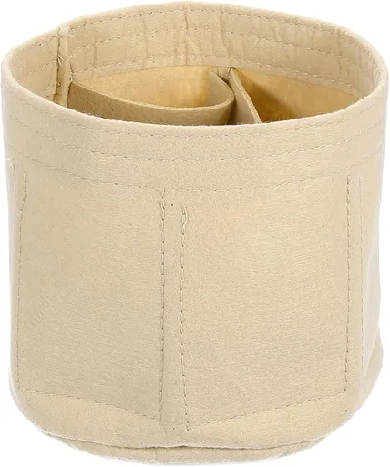 Purse Organizer Insert, Portable Felt Organizer Bags Round Multiple Compartments Purse Liner for Bucket Bag, Domed Satchel, Tote Bag, Handbag Shaper (8" x 4" x 5.5", Beige)