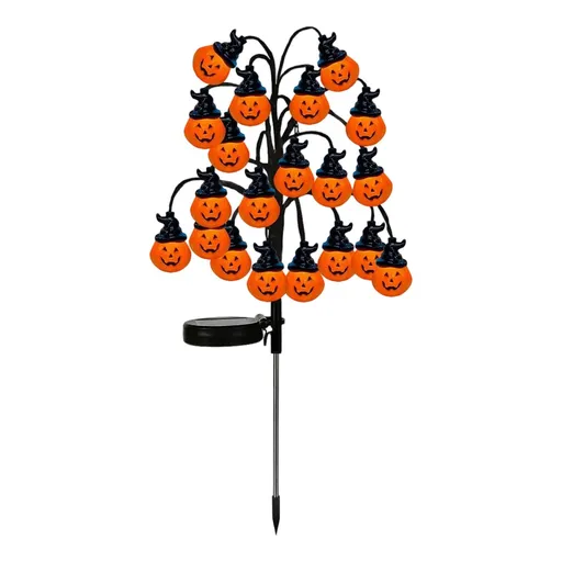 Bring Eerie Charm to Your Outdoor Space with Solar-Powered Halloween Stake Lights – Pumpkin, Skull, Spider & Pirate Motifs, 20 LED, Auto On/Off, Perfect for Garden Paths (Top Hat Pumpkin, 2PCS)
