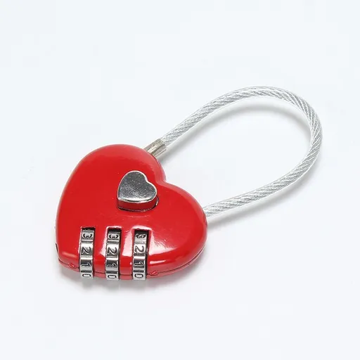 Code Lock, Heart Shape 3 Digit Code Combination Luggage Bag Lock Password Security Couple Padlock for Backpack, Jewelry Box