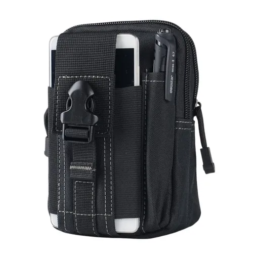 Black and White Oxford Cloth Tactical Molle Waist Pouch - Multi Compartment EDC Phone Tool Pouch for Hiking Cycling and Outdoor Use