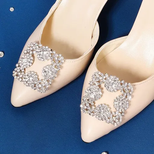 1 Pair Rhinestone Wedding Shoe Clips Square Crystal Shoe Buckle Fahsion Shoes Decoration on Flat Shoes Heel Anklet Shoes
