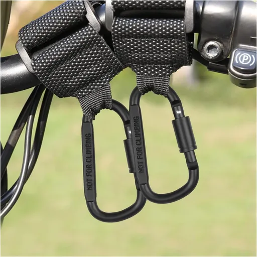 2PCS Hook for Hanging Helmet Goggle Headsets Bags, Heavy Duty Carabiner Clip, Adjustable Strap Hook for Scooter (Black)