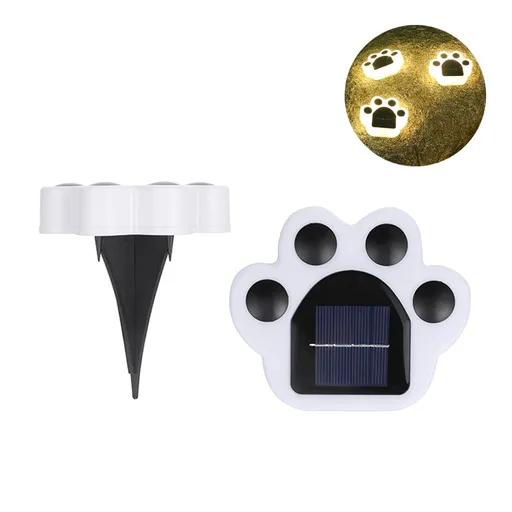 4pcs Solar powered paw print outdoor light, solar powered staircase landscape lighting, plastic solar powered floor light